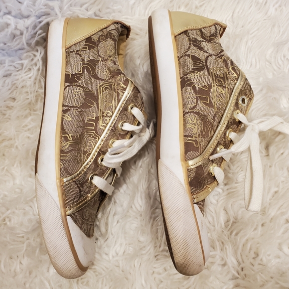COACH| Womens Barrett gold and brown sneakers| size 8 - Picture 4 of 10